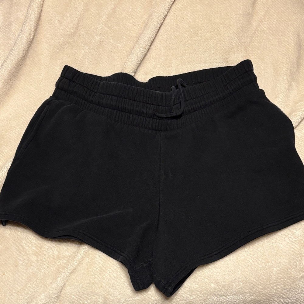 Black thick band High waist Women's sweat Shorts